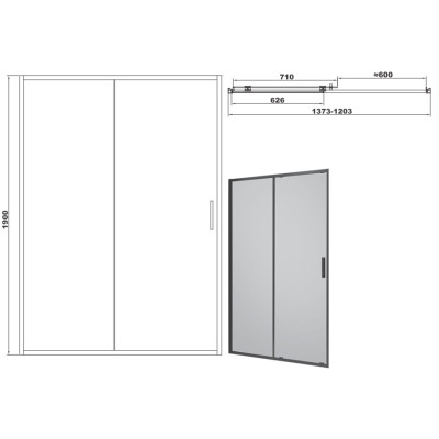 FEN3640B ART Душові двері 1400, чорний матовий, без піддона, скло прозоре