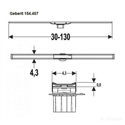 154.451.KS.1 CleanLine20 Кришка душового канала, L30-130см