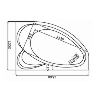 5537000 SUPERO Ванна асиметрична 150x100 см, злив справа, + ніжки SN14