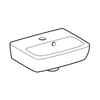 500.316.01.7 Selnova Square Раковина -36см з асиметричним переливом, прямокутна форма, колір білий глянець