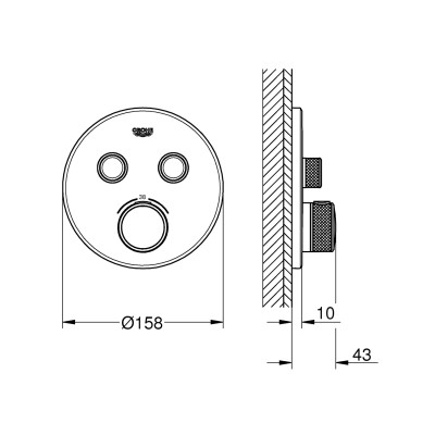 29507KF0 Grohtherm SmartControl Зовнішня частина термостату прихованого монтажу на 2 споживачі, чорний