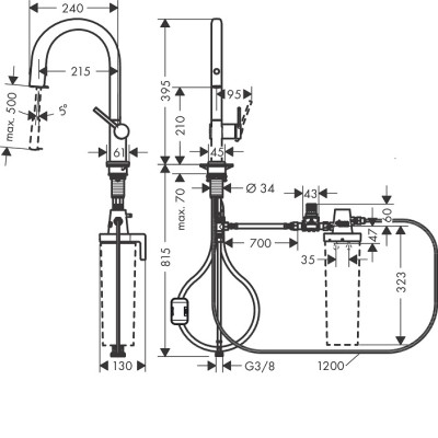 76803000 HG Aqittura M91 Змішувач д/кухні FilterSystem 210 1 jet, хром