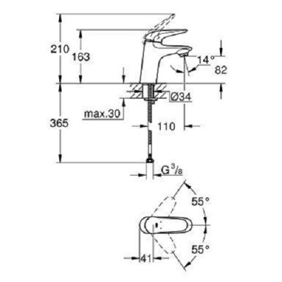 23715003 Eurostyle Solid змішувач для раковини, хром