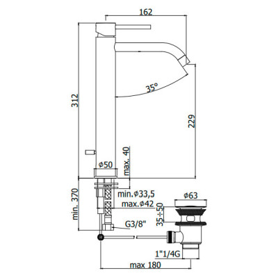 LIG081NO LIGHT Змішувач раковини, black mat