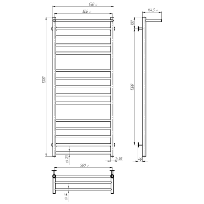 AL5001200EB ALLROUND Рушникосушарка електрична П15 500х1200 з чорної сталі, колір чорний матовий (1 сорт)