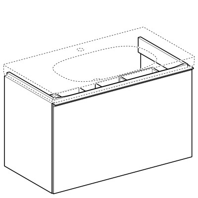 500.612.JL.2 Acanto Тумба для умивальника 90 см, з одним висувним ящиком і одним внутрішнім висувним ящиком: корпус: лакований матовий / пісочно-сірий, фасад: пісочно-сіре скло