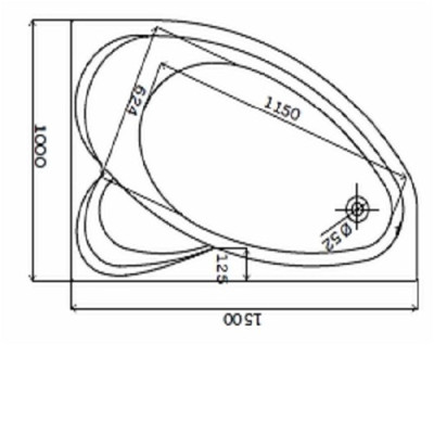 5536000 SUPERO Ванна асиметрична 150x100 см, злив зліва, + ніжки SN14