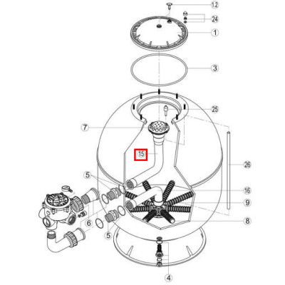 Коліно для колектора фільтра Kripsol AK520 (RRFI0015.00R/RFD0410.30R)