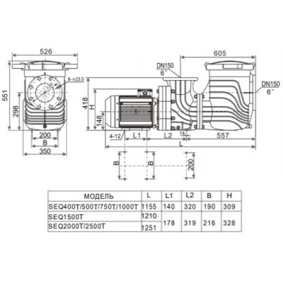 Насос Aquaviva LX SEQ1500 (380 В, 168 м3/год, 15 HP)