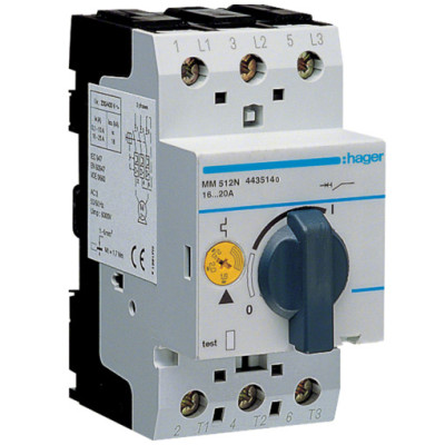 Автоматичний вимикач для захисту двигуна Hager MM512N I=16.0-20.0 А