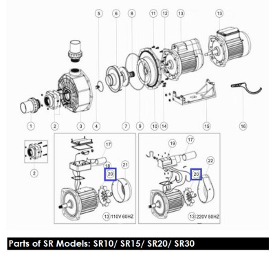 Крильчатка вентилятора насоса Emaux SC/SR/SB 10-15 01031007