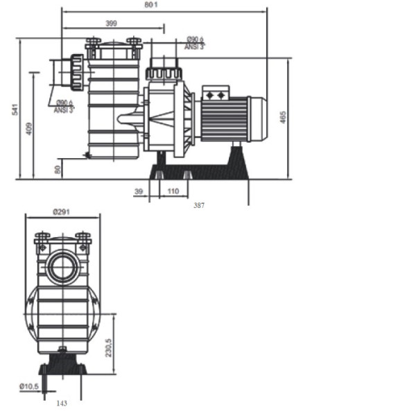 Насос Hayward HCP38253E1 KAP250 T1.B IE3 (380 В, 41 м3/год, 2.5 HP)
