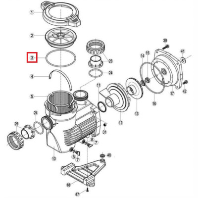 Ущільнююче кільце кришки префільтра насоса Hayward K-FLO (RPUM0003.09R)