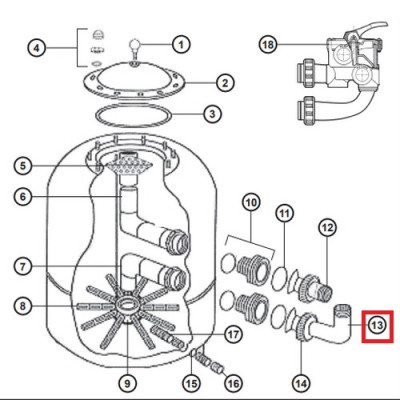 Муфта коліно Hayward NCX2312062 для фільтра NC d 500-600 мм