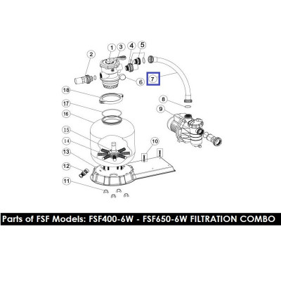 Шланг підключення фільтр-насоса з муфтами для ф/у Emaux FSF500 89032301