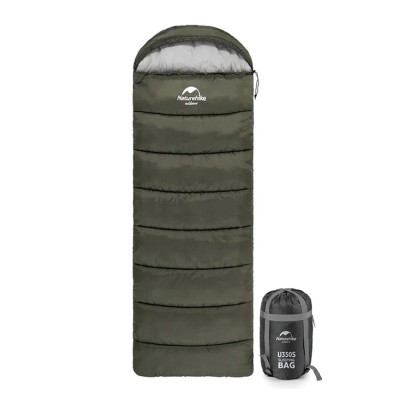 Спальник з капюшоном Naturehike U150 NH20MSD07, (11°C), правий, зелений