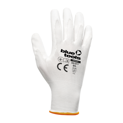 Стрейчеві рукавиці з поліуретановим покриттям BLUETOOLS Sensitive (L, 12 пар) (220-2217-09)
