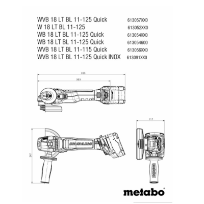 Акумуляторна кутова шліфмашина Metabo W 18 LT BL 11-125 (18 В, без АКБ, 125 мм) (613052840)