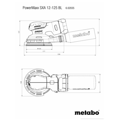 Акумуляторна ексцентрикова шліфмашина Metabo SXA 12-125 BL (12 В, без АКБ, 125 мм) (602035850)