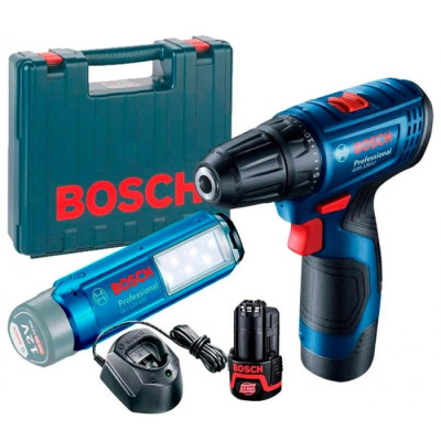 Шуруповерт акумуляторний Bosch GSR 120-LI + GLI 12V-300 (12 В, 2х2 А*год, 30 Н*м) (06019G8004)