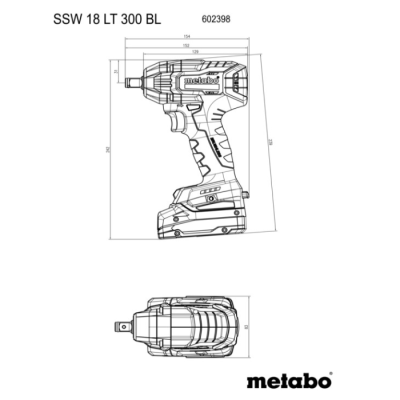 Акумуляторний ударний гайковерт Metabo SSW 18 LT 300 BL (18 В, без АКБ) (602398840)