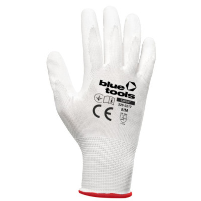 Стрейчеві рукавиці з поліуретановим покриттям BLUETOOLS Sensitive (8"/ M, 12 пар) (220-2217-08)