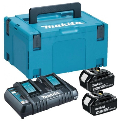 Набір акумуляторів + зарядка Makita LXT 197504-2 (BL1840Bx2, DC18RD, Makpac3)