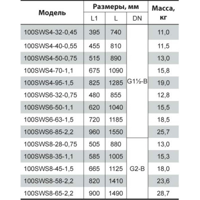 Скважинный насос Насосы+Оборудование 100 SWS 4-40-0.55 + муфта 9903