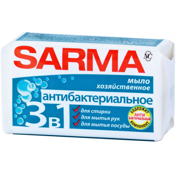 Мило господарське SARMA 140г антибактеріальний ефект