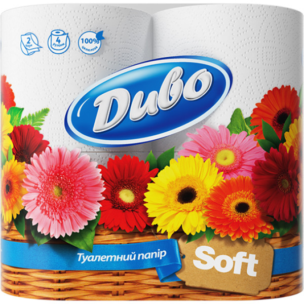 Туалетний папір Диво Soft на гільзі 4 рулони, білий