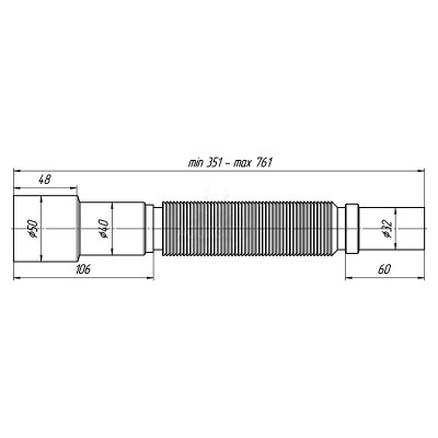 Гофра АНІ-ПЛАСТ Ані для сифону, d32/50мм, (К 306EU)