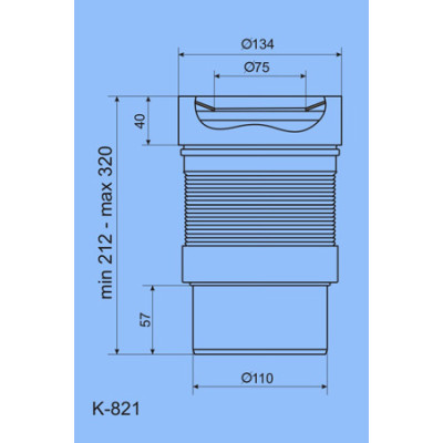 Гофра для унітазу 110 мм без манжету АНІ-ПЛАСТ (K 821)