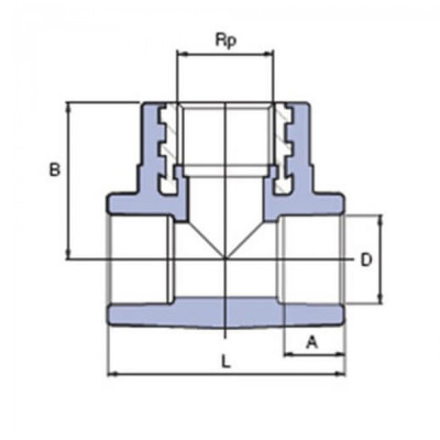 PP-R трійник з металевим внутрішнім різьбленням 1/2"х20мм, Wavin