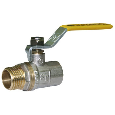 Кран кульовий для газу SANTAN 605, 1/2 " внутрішній-зовнішній, жовта ручка