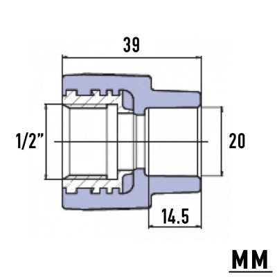 PP-R Муфта з металевим внутрішнім різьбленням 20мм х 1/2" , Wavin