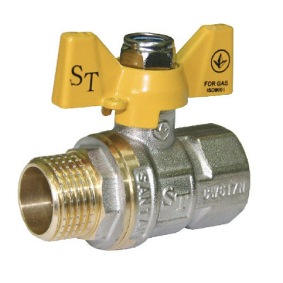Кран кульовий для газу SANTAN Professional 607, 1" зовнішній-внутрішній, жовтий метелик
