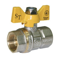 Кран кульовий для газу SANTAN Professional 602, 1/2" внутрішній-внутрішній, жовтий метелик
