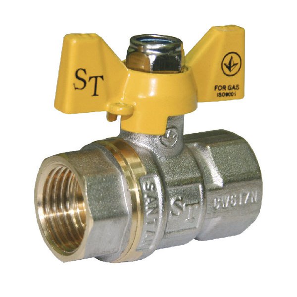 Кран кульовий для газу SANTAN Professional 602, 1" внутрішній-внутрішній, жовтий метелик