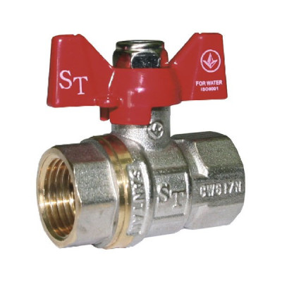 Кран кульовий для води SANTAN Professional 602, 1" внутрішній-внутрішній, червоний метелик