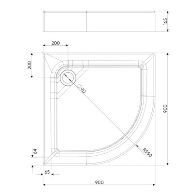 Піддон для душової кабіни KOLO FIRST 90х90 см, напівкруглий, акриловий, з інтегрованою панеллю
