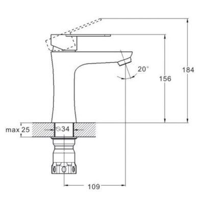 Змішувач для умивальника монокран SOLONE JAT1-A094