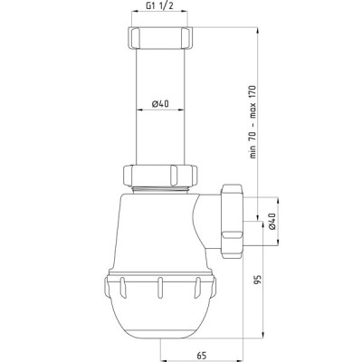 Сифон АНІ-ПЛАСТ Грот 1 1/2"*40 для кухні без випуску (А0120)