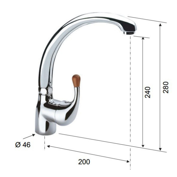 Змішувач для кухні DANIEL Troll T10618CR20