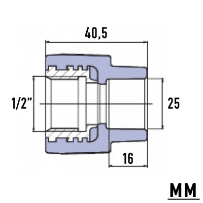 PP-R Муфта з металевим внутрішнім різьбленням 25мм х 1/2", Wavin