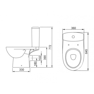 Унітаз-компакт KOLO Status горизонтальний випуск з кришкою Duroplast Soft close Click2Clean