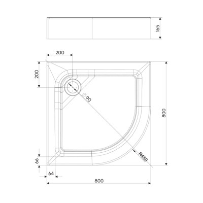 Піддон для душової кабіни KOLO FIRST 80х80 см, напівкруглий, акриловий