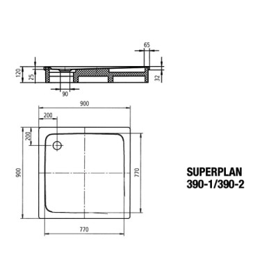 Піддон SuperPlan 0,9х0,9 mod 390-1