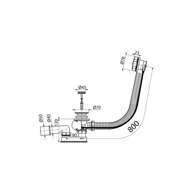 Сифон для ванни автомат комплект метал 80cm (Koller Pool)