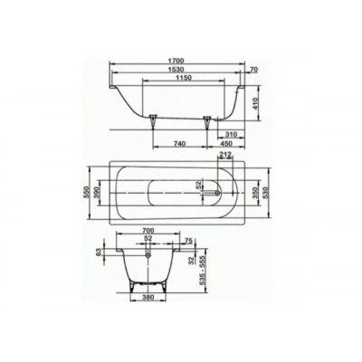 Ванна Saniform Plus 1,7х70 mod 363-1