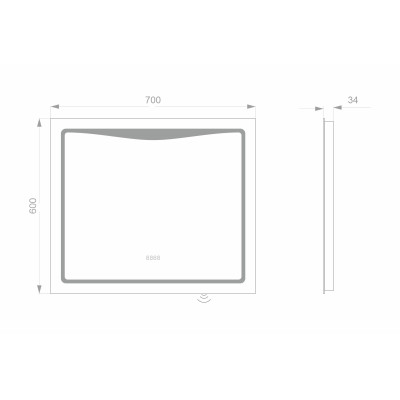 Світлодіодне LED дзеркало LINE 700х600